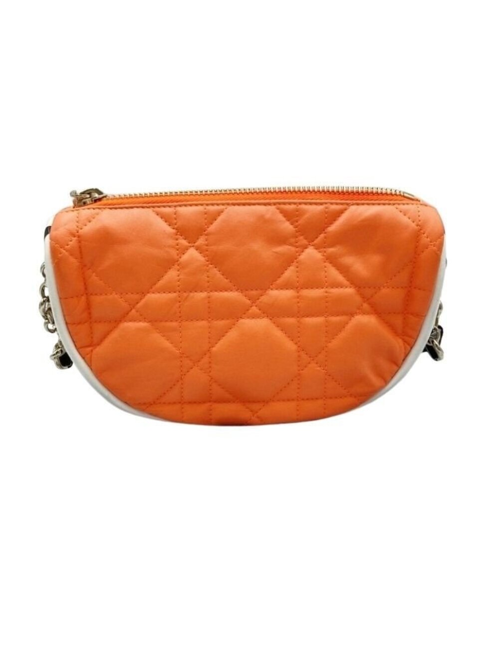 Dior Shoulder Bag Cannage Vibe Small Orange White Lambskin 2-Way Chain Gold
